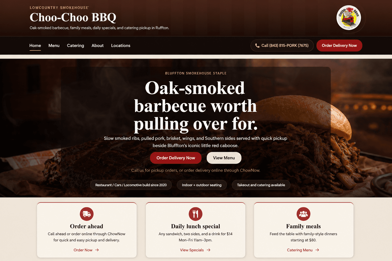 Choo Choo BBQ website preview