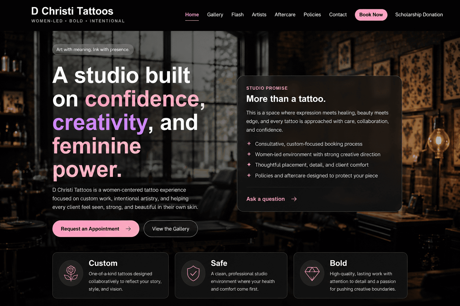 D Christi Tattoos website preview